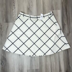NWT Ann Taylor LOFT Windowpane Skater Mini  Skirt White and Black Plaid Size 12
